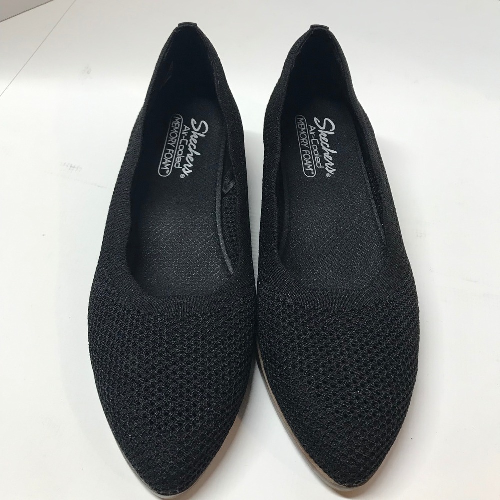 Skechers Cleo Black Knit Slip-On Flats - Picture 5 of 11